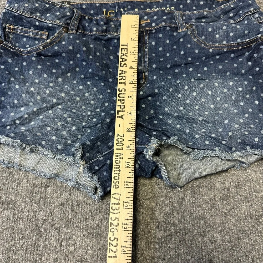 LC Lauren Conrad Shorts Womens Size 14 Blue Polka Dot Denim Raw Hem Casual Cute